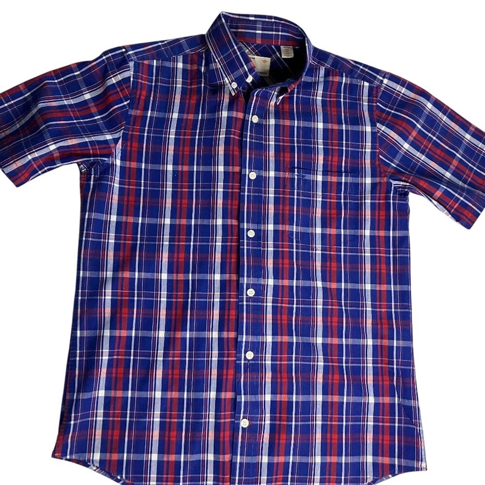Dockers Red, White & Blue Plaid Men's Short Sleeve